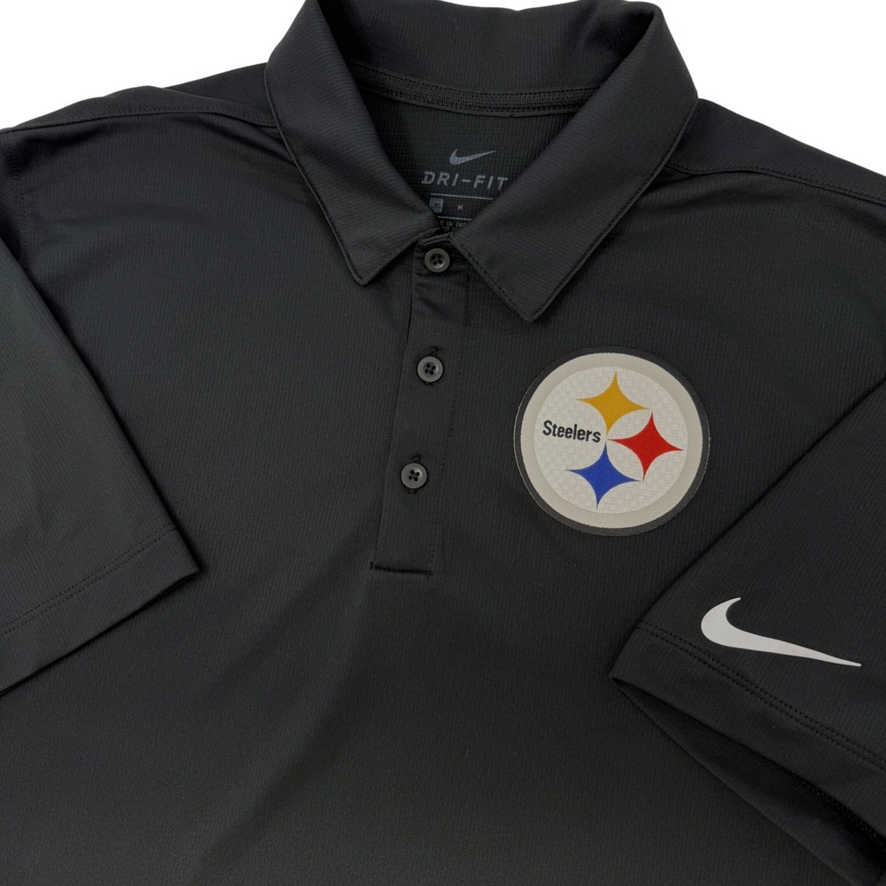Nike Mens Medium Pittsburgh Steelers Dri-FIT Polo Shirt Black NFL 566173-14091